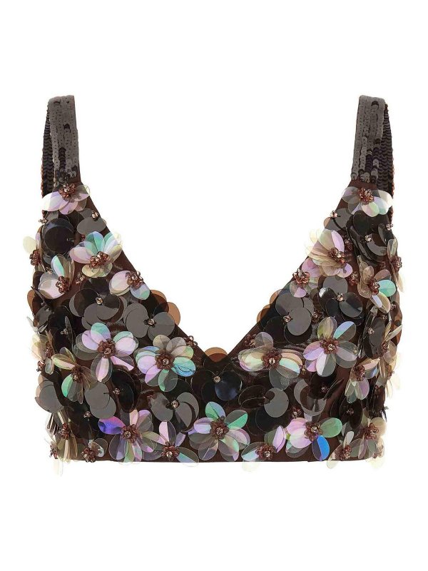 P.A.R.O.S.H.: トップス＆タンクトップ - トップ/タンクトップ - ブラウン