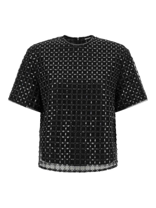 ROTATE Birger Christensen: Tops & Tank tops - Beaded Oversize Top