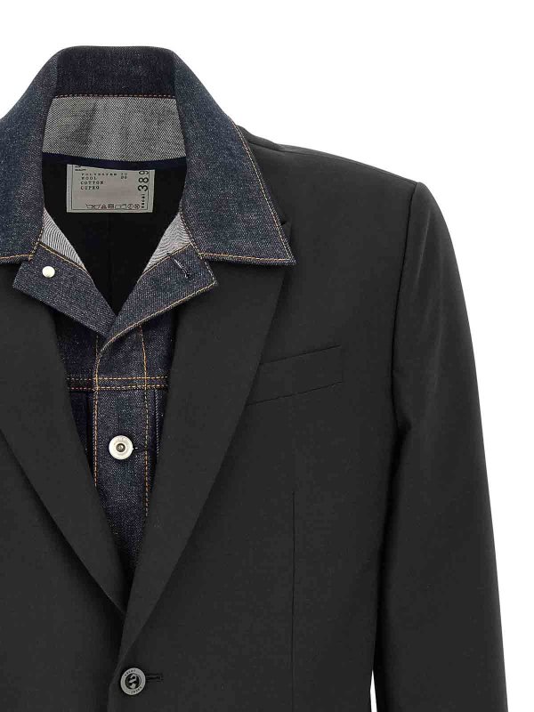 The Best Shops Sacai: blazers - Denim Insert Blazer
