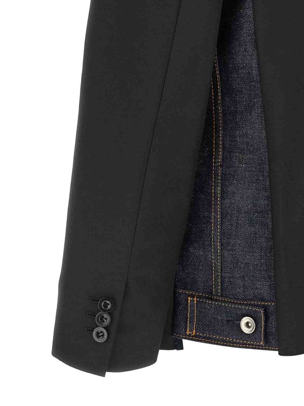 Denim Insert Blazer shop online: Sacai