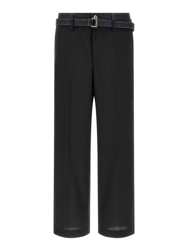 Sacai: casual trousers - Denim Insert Pants
