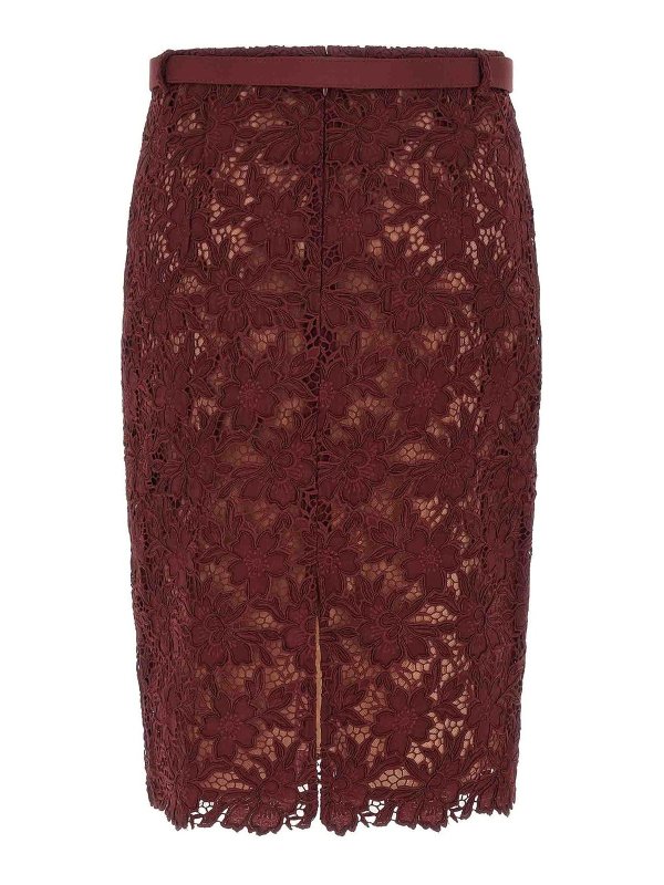 Self Portrait: ニーレングススカート＆ミディ丈 online - 膝丈/ミディスカート - ダークレッド