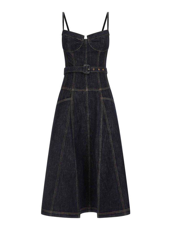 Self Portrait: ニーレングスドレス - 膝丈ドレス - ブルー