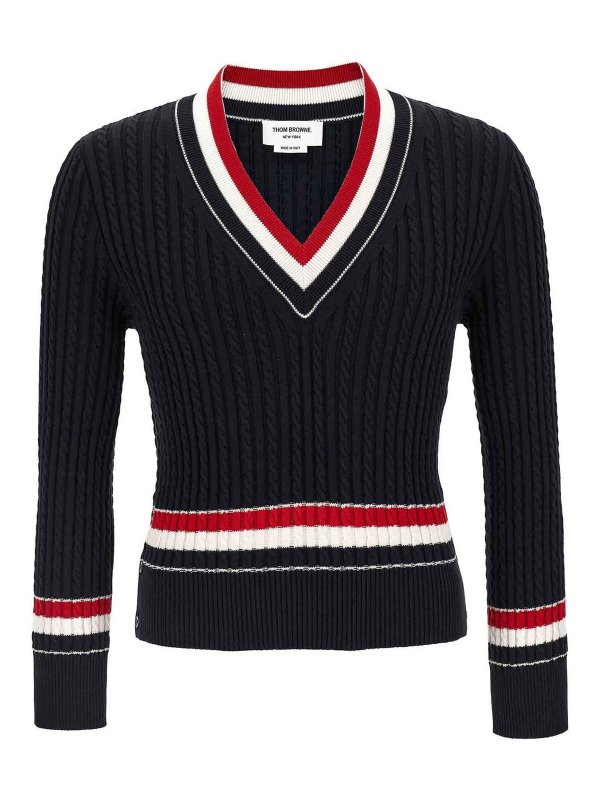 THOM BROWNE: crew necks - Rwb Intarsia Sweater