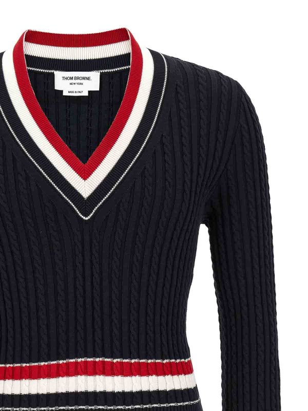 The Best Shops THOM BROWNE: crew necks - Rwb Intarsia Sweater