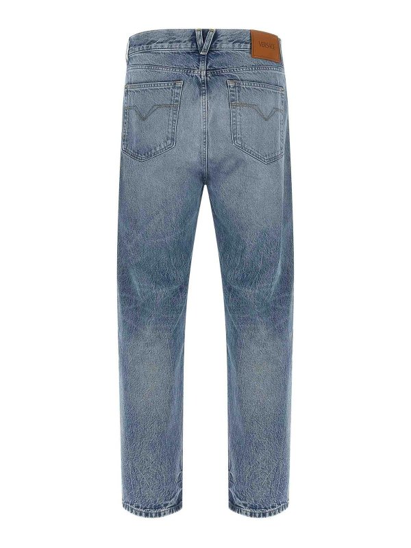 VERSACE: straight leg jeans online - Studded Jeans