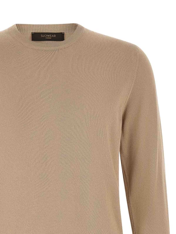 The Best Shops ZANONE: Strickpullover mit Rundhalsausschnitt - Rundhalspullover - Beige