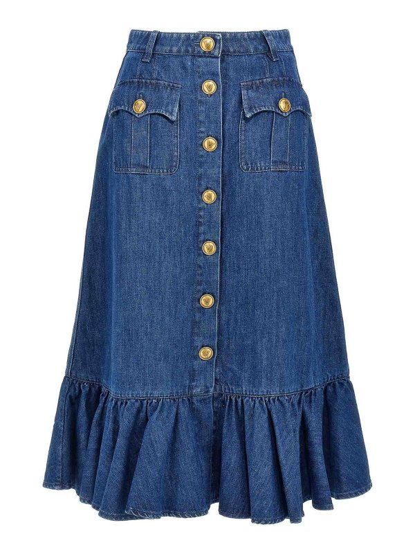 VALENTINO GARAVANI: Knee length skirts & Midi - Denim Skirt