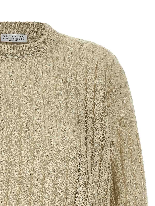 The Best Shops BRUNELLO CUCINELLI: Strickpullover mit Rundhalsausschnitt - Rundhalspullover - Beige