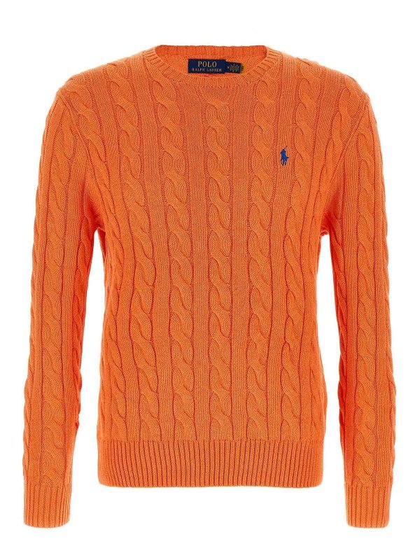POLO RALPH LAUREN: Strickpullover mit Rundhalsausschnitt - Rundhalspullover - Orange