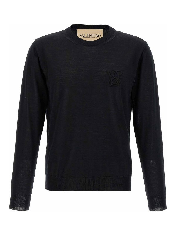 VALENTINO GARAVANI: crew necks - Logo Embroidery Sweater