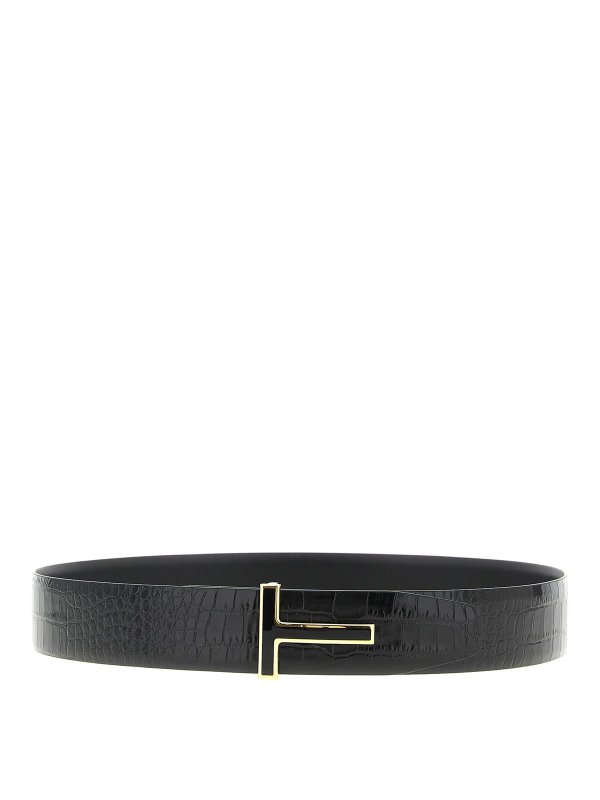 TOM FORD: belts - Reversible Crocodile Belt