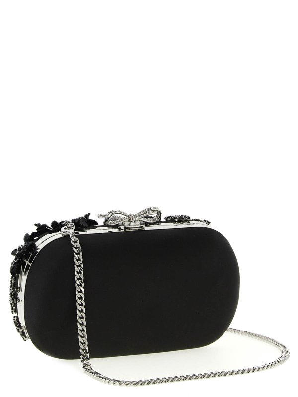 Self Portrait: pochette online - Pochette in cristallo floreale satinato nero