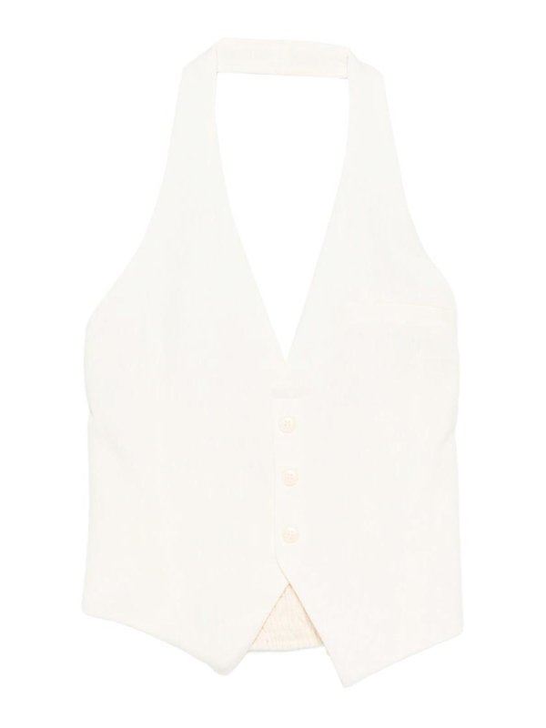 ELEH: abiti da sera - Gilet alla caviglia in tessuto color crema