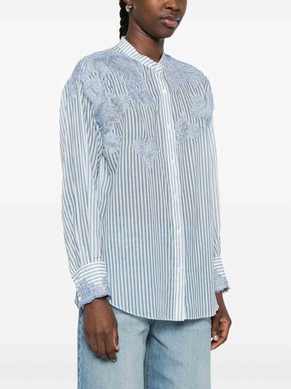 ERMANNO FIRENZE: camicie online - Camicia Rigata A Maniche Lunghe In Cotone