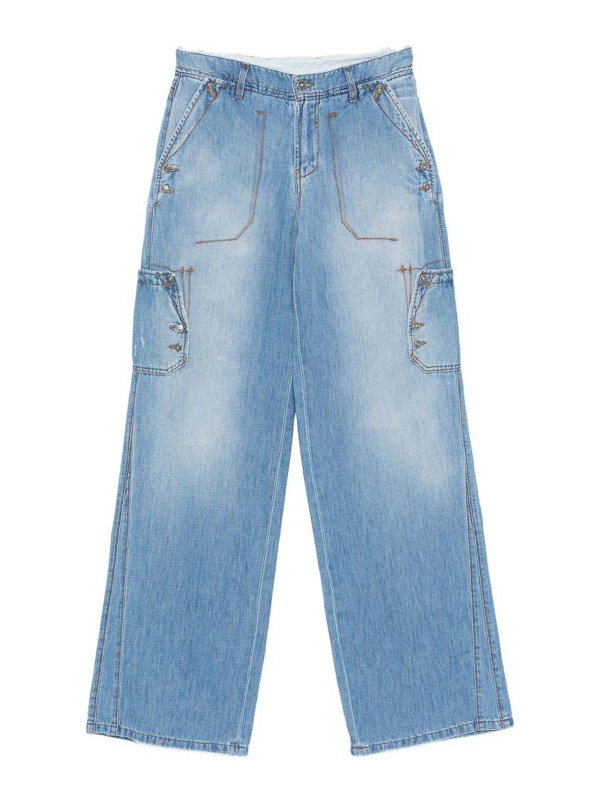 ERMANNO SCERVINO: jeans dritti, a sigaretta - Jeans In Denim Blu