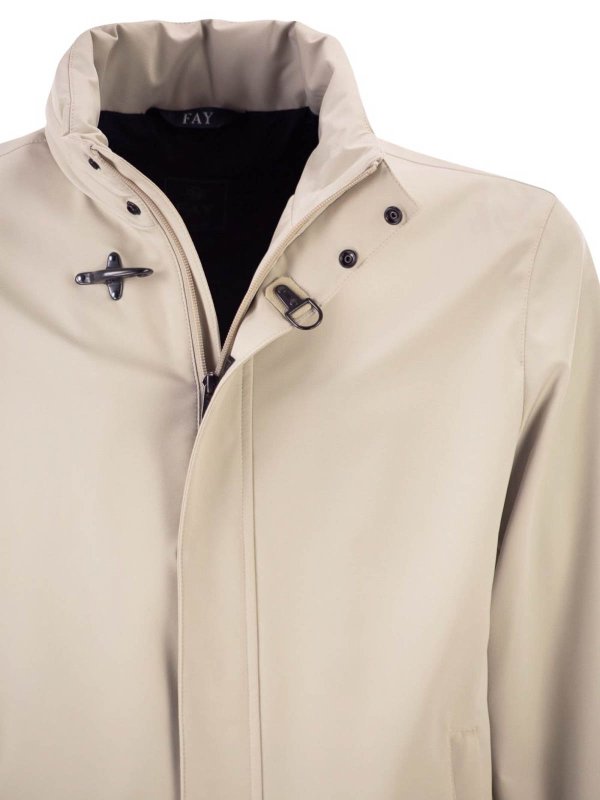 Jacket In Cream Cotton With Stand-Up Collar Replica 
online: FAY