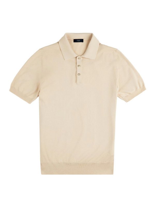 FAY: polo shirts - Polo Shirt In Beige Cotton With Polo Collar
