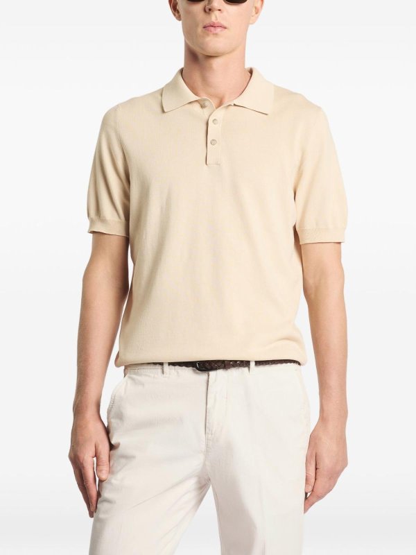 Polo Shirt In Beige Cotton With Polo Collar Replica 
online: FAY