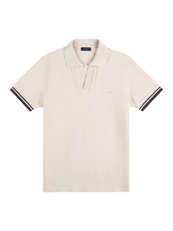 FAY: polo shirts - Polo Shirt In Beige Piquet Cotton
