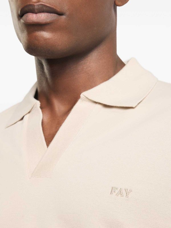 FAY: polo shirts online - Polo Shirt In Beige Piquet Cotton