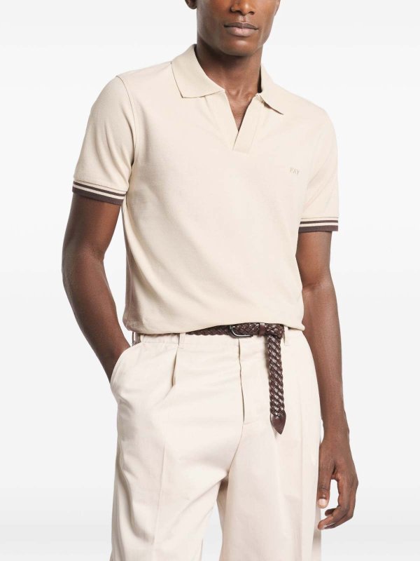 FAY buy online Polo Shirt In Beige Piquet Cotton