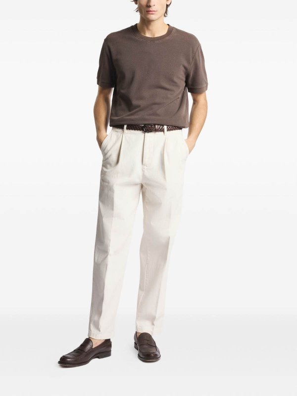 T-Shirt In Brown Piquet Cotton With Crew Neck Replica 
online: FAY