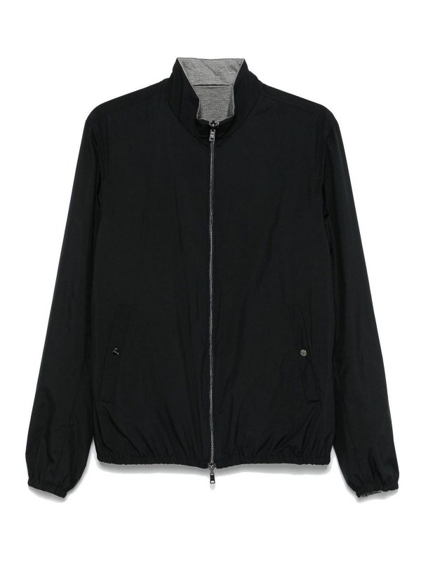 HERNO: casual jackets - Navy Blue Zip-Up Jacket