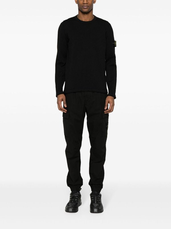 STONE ISLAND: crew necks online - Black Crew Neck Sweater