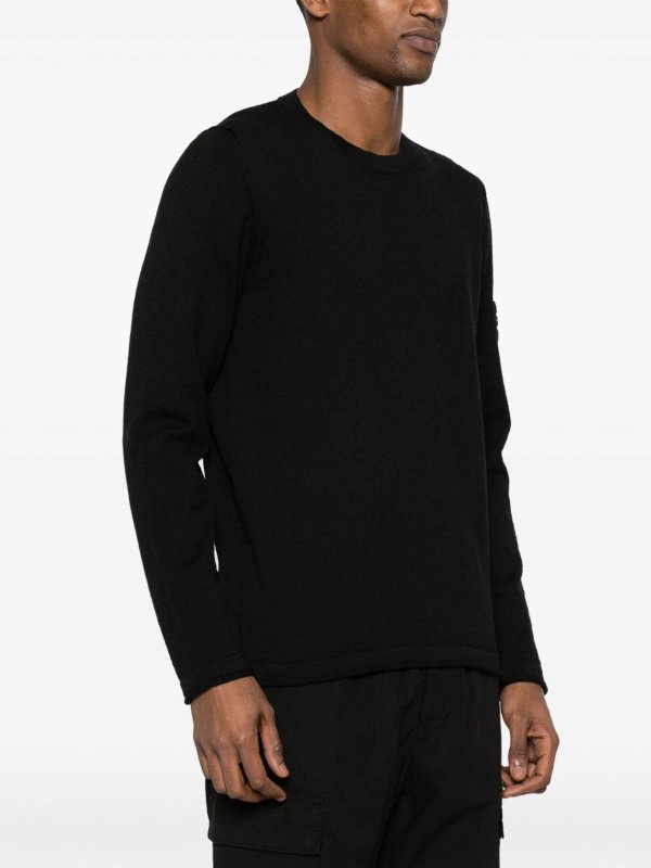 The Best Shops STONE ISLAND: crew necks - Black Crew Neck Sweater