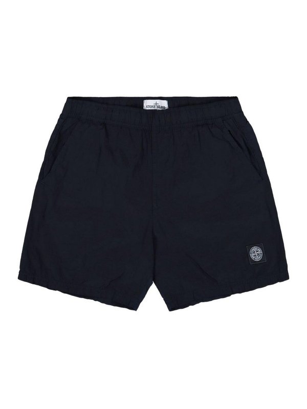 STONE ISLAND: one-piece - Blue Swimsuit With Logo Patch