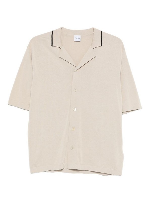 ASPESI: camicie - Camicia Abbottonata In Cotone Beige
