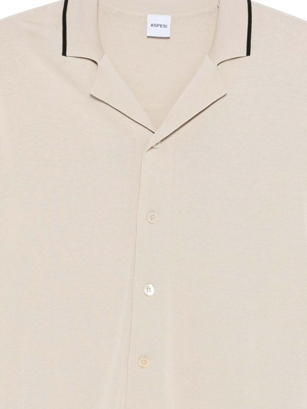 ASPESI: camicie online - Camicia Abbottonata In Cotone Beige