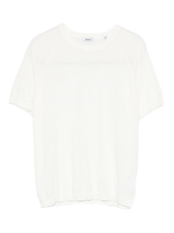 ASPESI: Strickpullover mit Rundhalsausschnitt - Rundhalspullover - Weiß