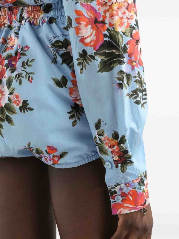 DOLCE & GABBANA buy online Light Blue Short Shirt With Flower Print