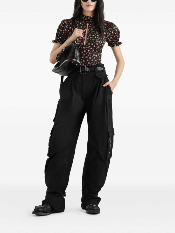 DOLCE & GABBANA: blouses online - Black Blouse In Silk With Flower Print