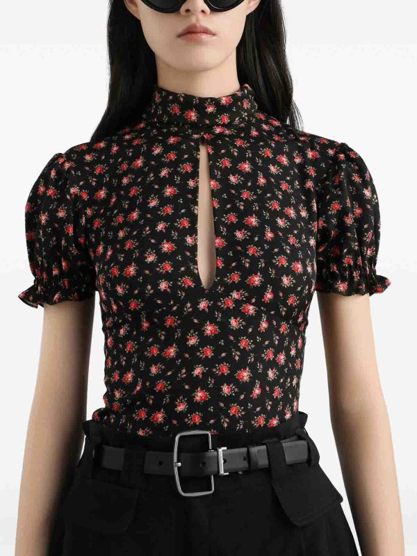 Black Blouse In Silk With Flower Print Replica 
online: DOLCE & GABBANA