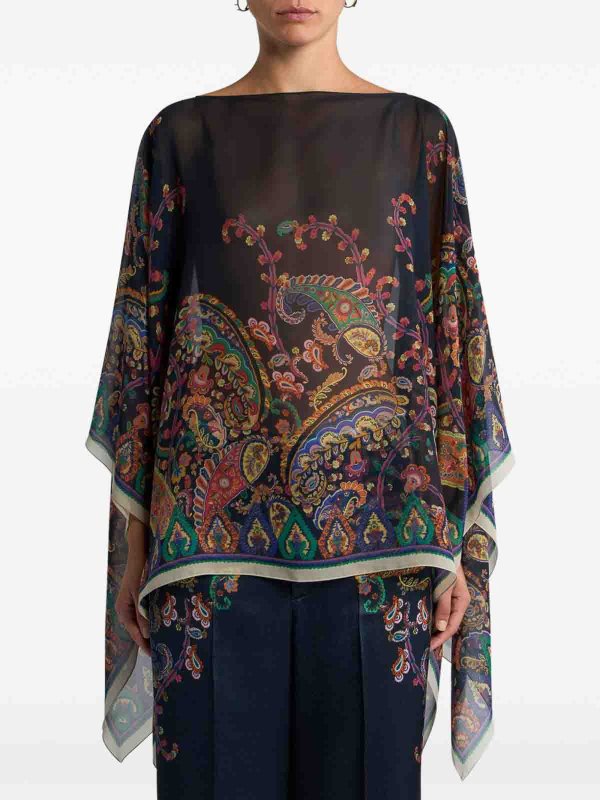 The Best Shops ETRO: tuniche - Poncho in seta stampata