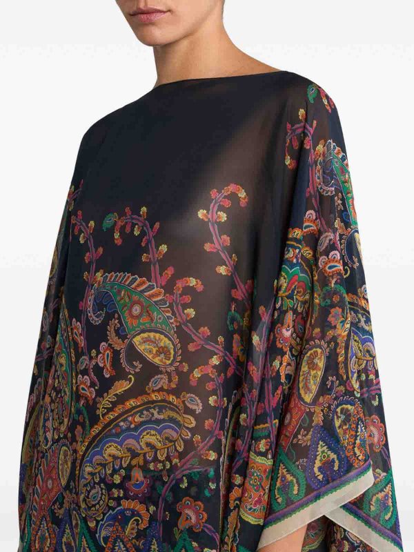Poncho in seta stampata shop online: ETRO