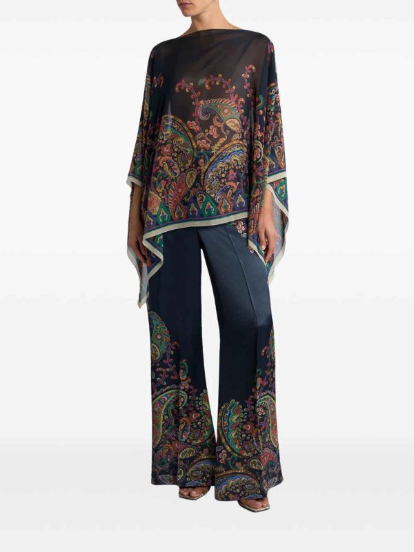 ETRO buy online Poncho in seta stampata