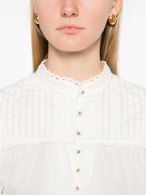 The Best Shops FARM RIO: blouses - Blouse With Floral Embroidery In White Cotton