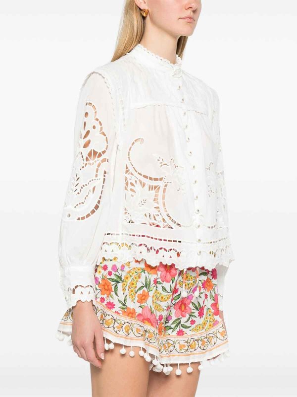 Blouse With Floral Embroidery In White Cotton Replica 
online: FARM RIO