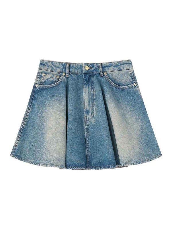 GANNI: mini skirts - Denim Miniskirt With A Washed-Out Effect
