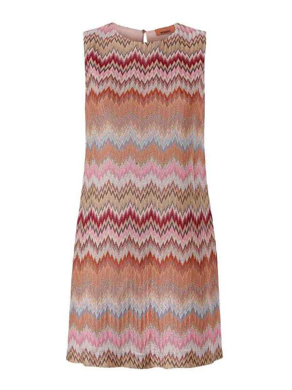 MISSONI: short dresses - Sleeveless Short Dress With Zigzag Pattern