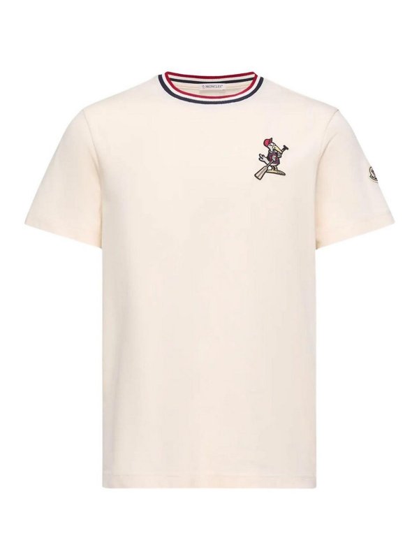 MONCLER: t-shirts - Ivory Cotton T-Shirt