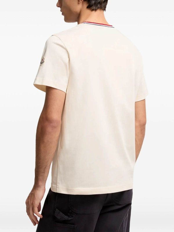 The Best Shops MONCLER: t-shirts - Ivory Cotton T-Shirt