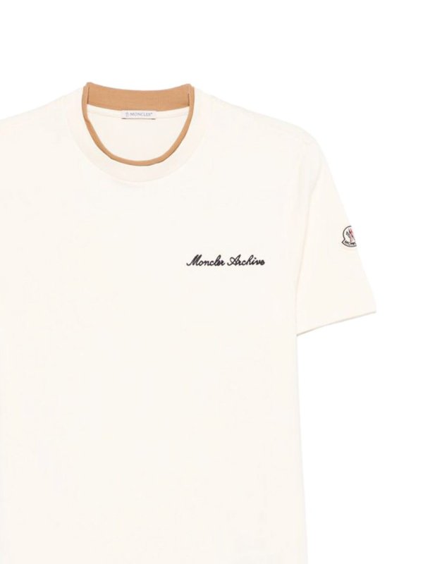 MONCLER: t-shirts online - Ivory Cotton T-Shirt