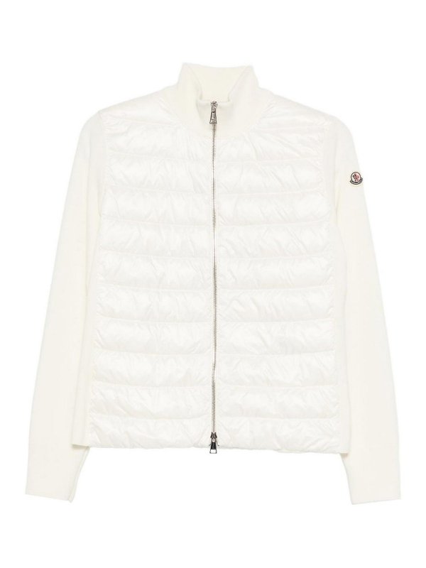 MONCLER: cardigans - White Cardigan Jacket With Inserts