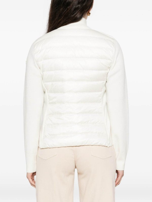 MONCLER: cardigans online - White Cardigan Jacket With Inserts