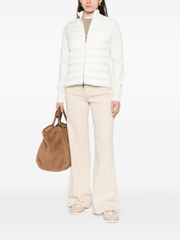 The Best Shops MONCLER: cardigans - White Cardigan Jacket With Inserts